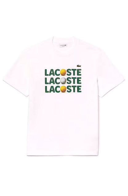 Camiseta Lacoste Masculino Classic Logo Tênis Triplo Branco - NewSkull