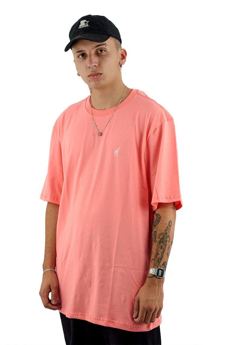 Camiseta LRG 47 Mini Logo Girafa Extra Salmão/Branca - NewSkull