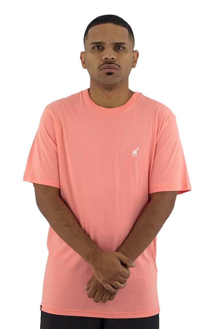 Camiseta LRG 47 Mini Logo Girafa Salmão/Branca - NewSkull