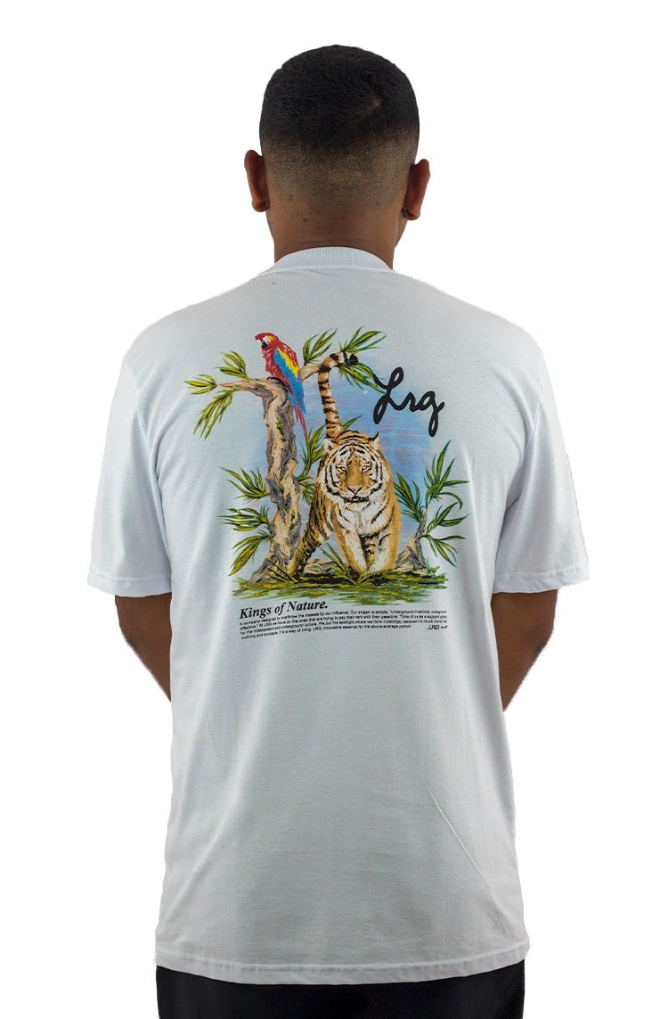 Camiseta LRG Kings Of Nature Arara Branca/Preta - NewSkull