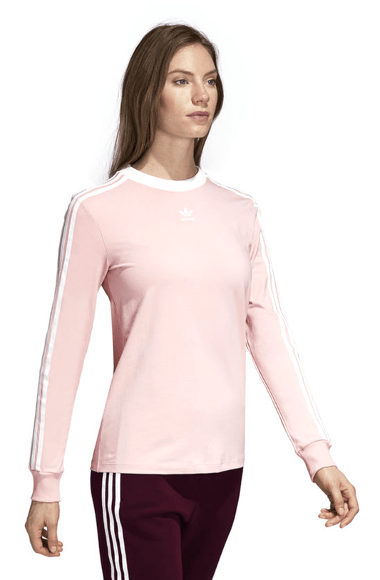CAMISETA MANGA LONGA ADIDAS 3 STRIPES FEMININA ROSA - NewSkull