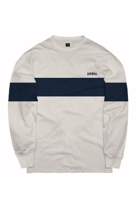 Camiseta Manga Longa Impie Essential Off White/Azul - NewSkull