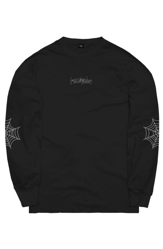 Camiseta Manga Longa Impie Web Preto/Cinza - NewSkull