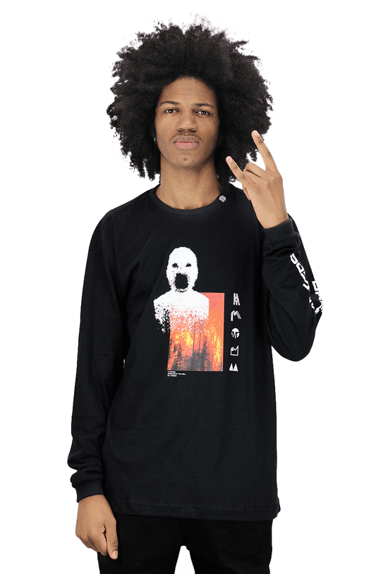 Camiseta Mess Near Future Manga Longa Preta - NewSkull