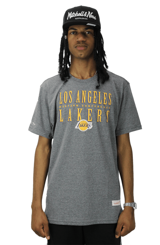 Camiseta Mitchell e Ness Los Angeles Lakers Defense Cinza - NewSkull