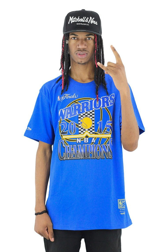 Camiseta Mitchell e Ness NBA Warriors Champions 2015 Azul - NewSkull