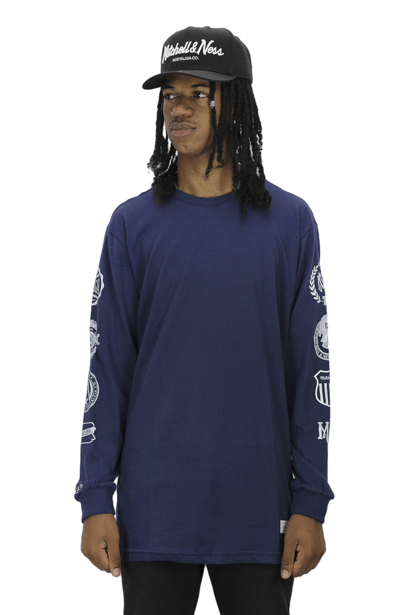Camiseta Mitchell e Ness Sporting Manga Longa Azul - NewSkull