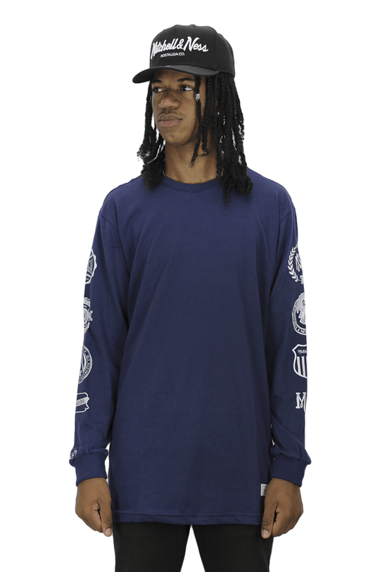 Camiseta Mitchell e Ness Sporting Manga Longa Azul - NewSkull