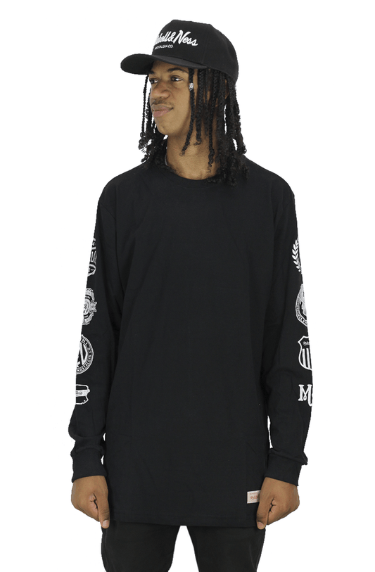 Camiseta Mitchell e Ness Sporting Manga Longa Preto - NewSkull