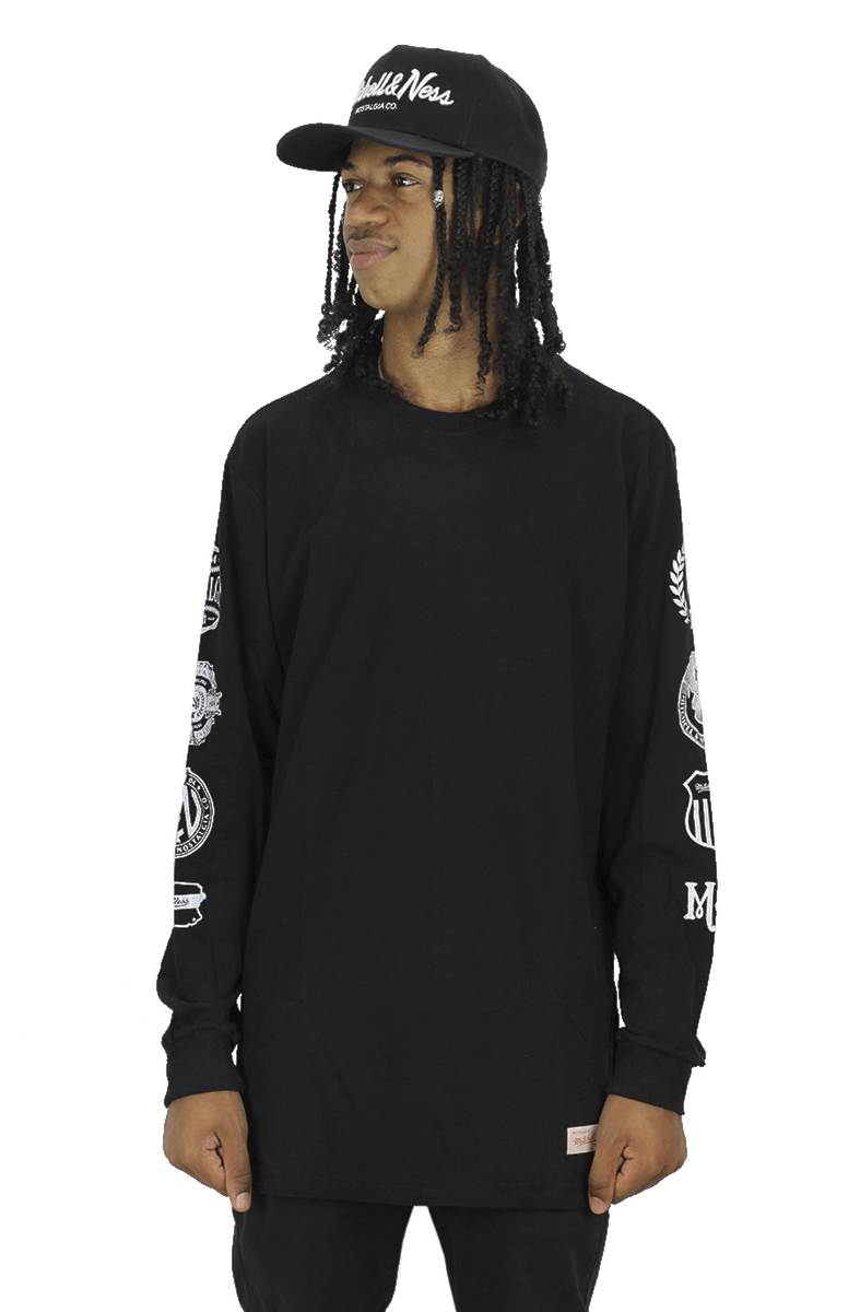Camiseta Mitchell e Ness Sporting Manga Longa Preto - NewSkull