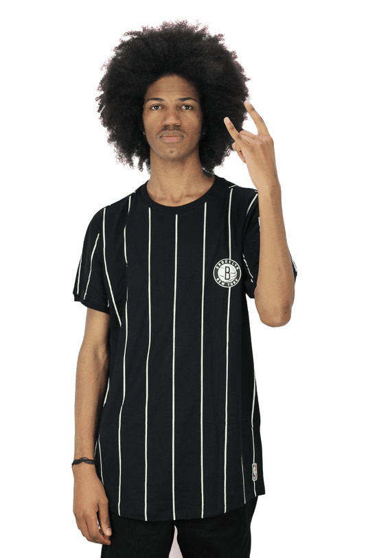 Camiseta NBA Stripes Brooklyn Nets Preta - NewSkull