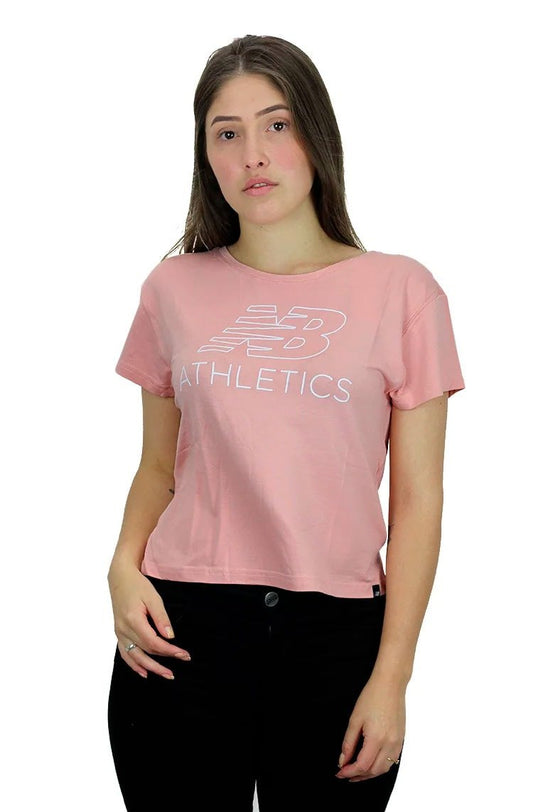 CAMISETA NEW BALANCE FEMININA NB ATHLETICS CROPPED ROSA - NewSkull