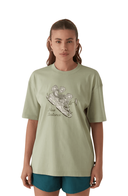 Camiseta New Balance Flower Shoe Feminino Verde - NewSkull