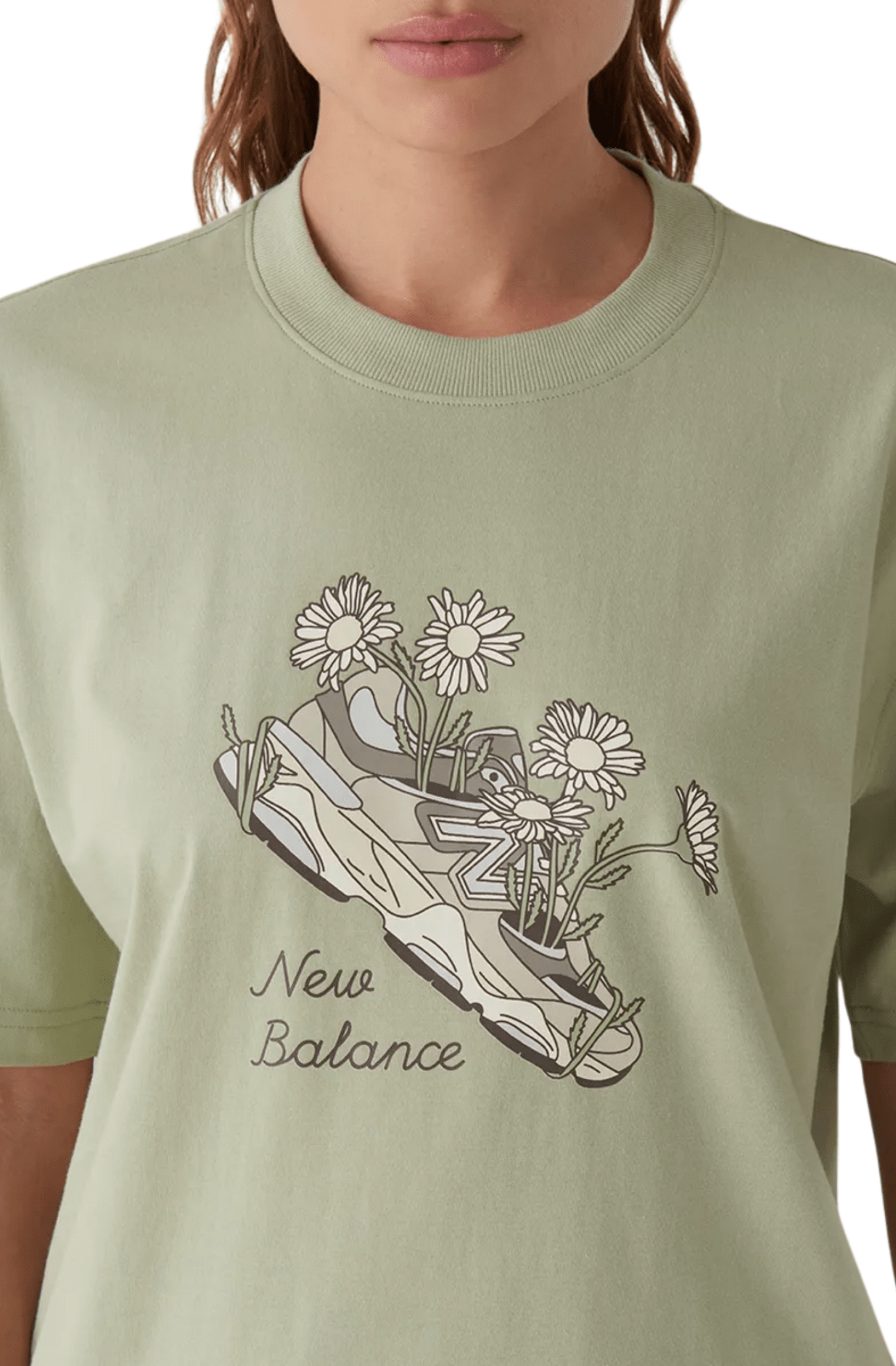 Camiseta New Balance Flower Shoe Feminino Verde - NewSkull