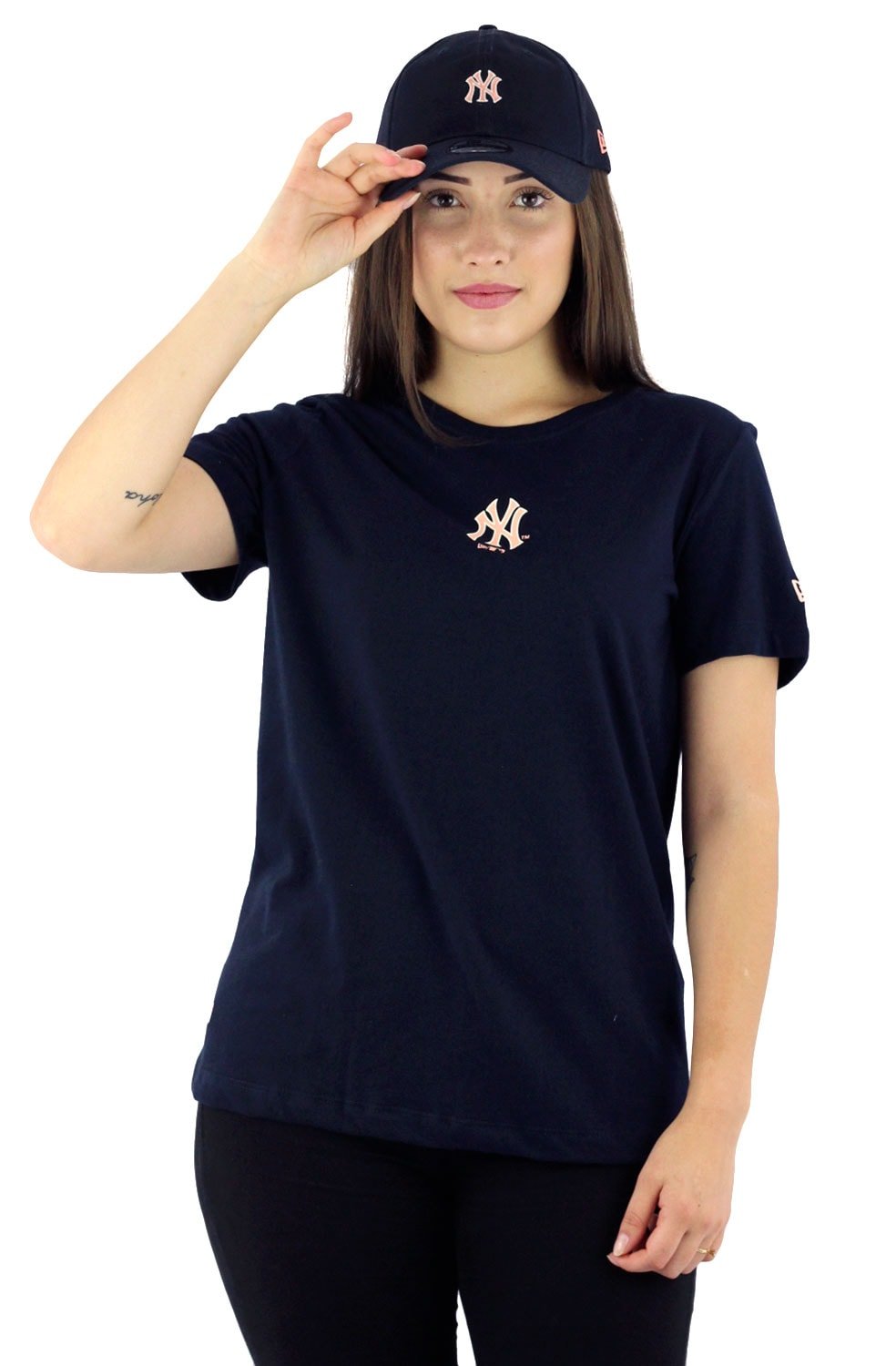 Camiseta New Era MLB New York Yankees Feminina Azul Marinho - NewSkull