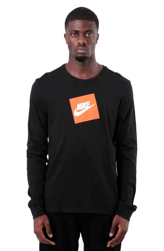 CAMISETA NIKE BOX LOGO MANGA LONGA PRETA - NewSkull