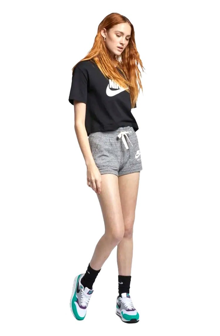 Camiseta Nike Cropped Sportswear Essential Feminina Preta/Branca - NewSkull