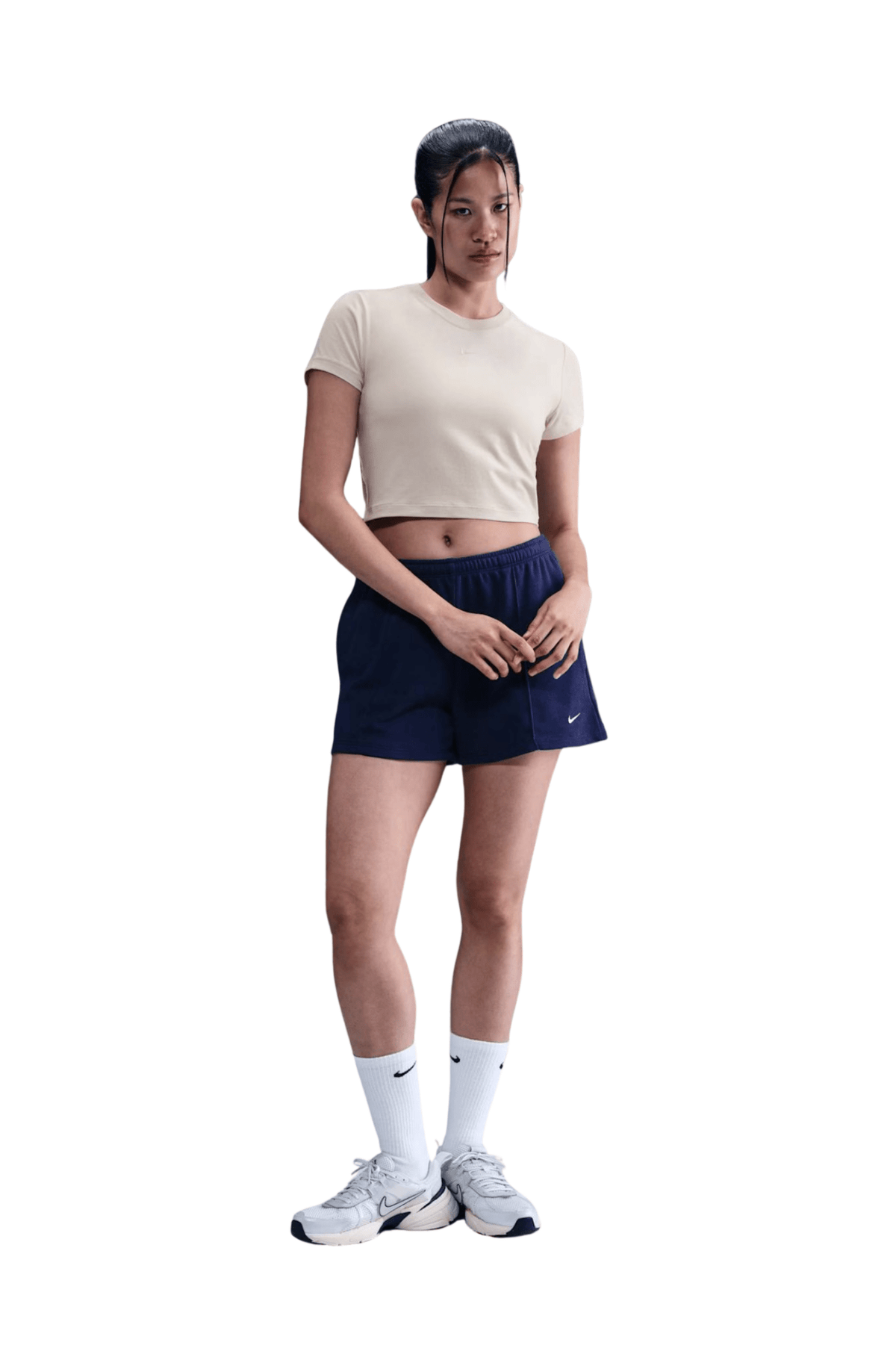 Camiseta Nike Sportswear Chill Knit Cropped Feminino Bege - NewSkull
