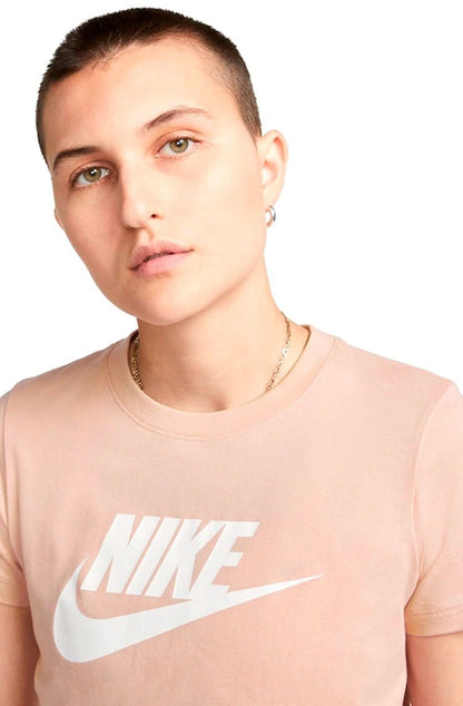 Camiseta Nike Sportswear Essential Icon Futura Feminina Rosa/Branco - NewSkull