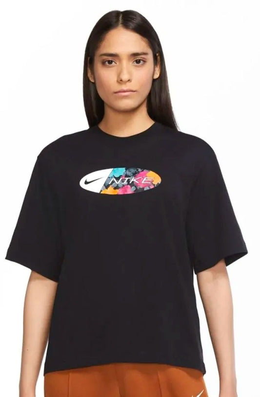 Camiseta Nike Sportswear Icon Clash Feminina Preto/Estampado - NewSkull