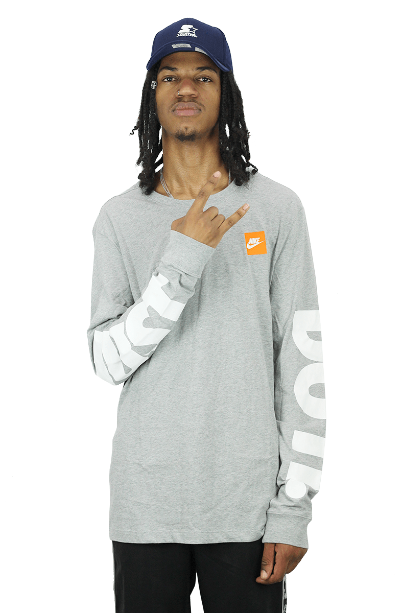 CAMISETA NIKE SPORTSWEAR JDI MANGA LONGA CINZA - NewSkull