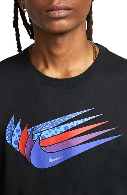 Camiseta Nike Sportswear Swoosh Preto/Azul - NewSkull