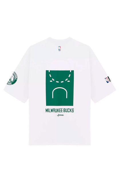 Camiseta Oversized Approve X NBA Bucks Off White/Verde - NewSkull