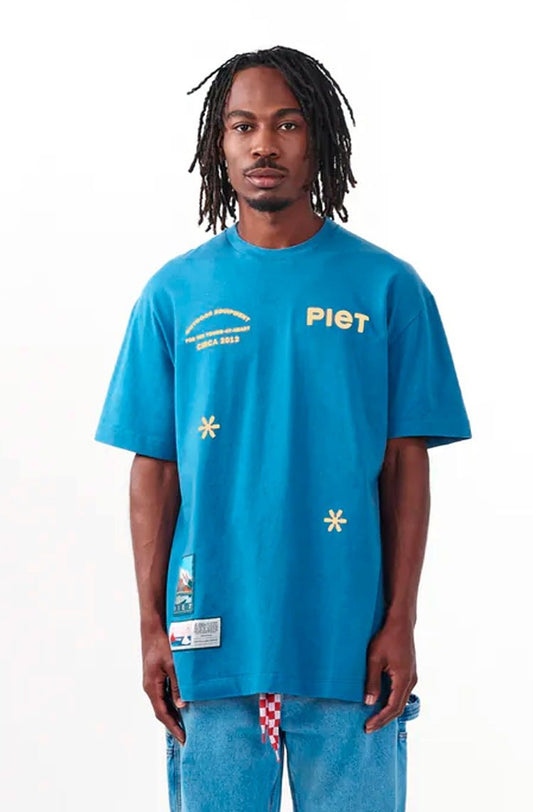 Camiseta Piet Icons Azul/Amarelo - NewSkull