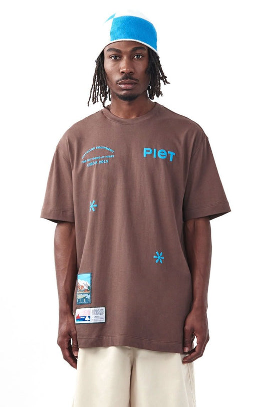 Camiseta Piet Icons Marrom/Azul - NewSkull