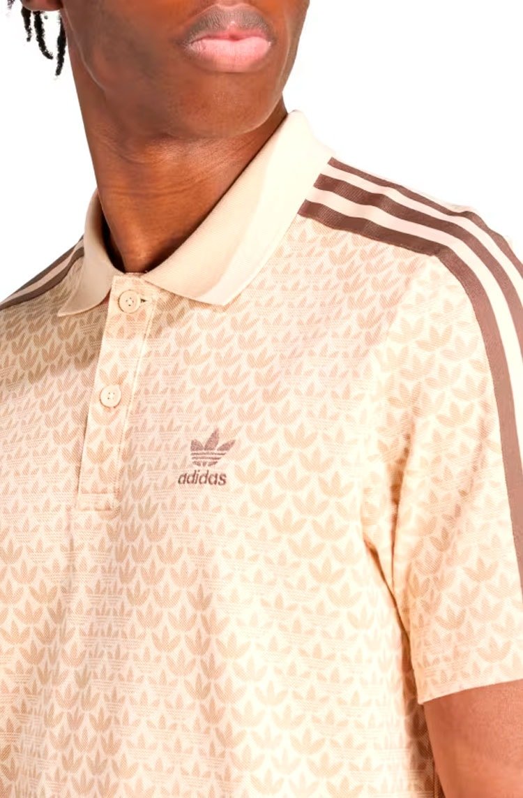 Camiseta Polo Adidas Mono Polo Bege/Marrom IS0250 - NewSkull