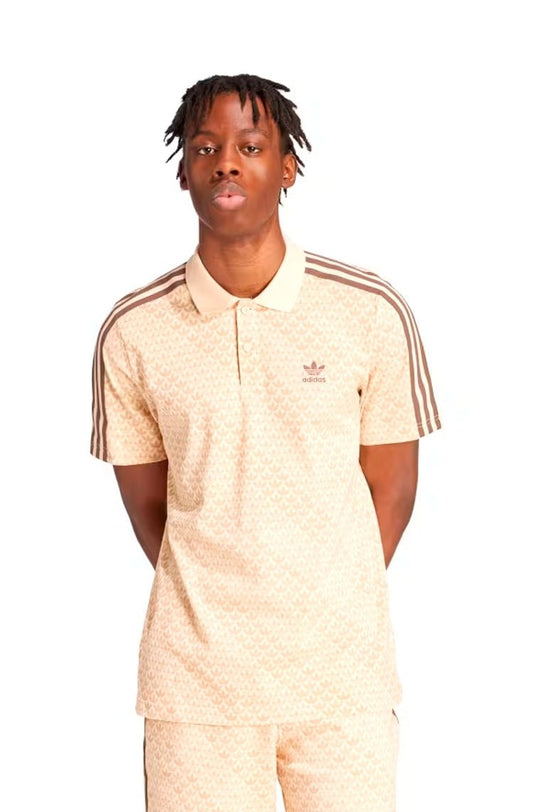 Camiseta Polo Adidas Mono Polo Bege/Marrom IS0250 - NewSkull