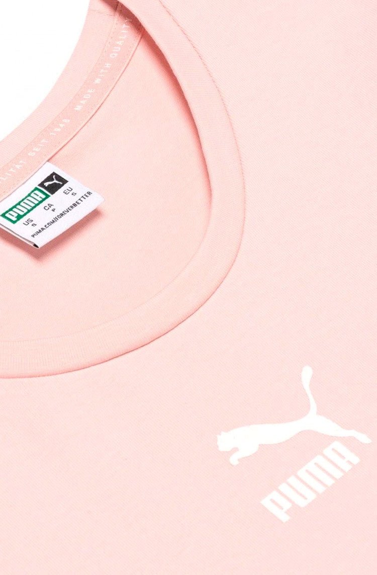 Camiseta Puma Cropped Classics Fitted Feminina Rosa/Branco - NewSkull