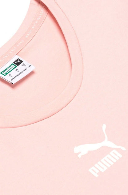 Camiseta Puma Cropped Classics Fitted Feminina Rosa/Branco - NewSkull