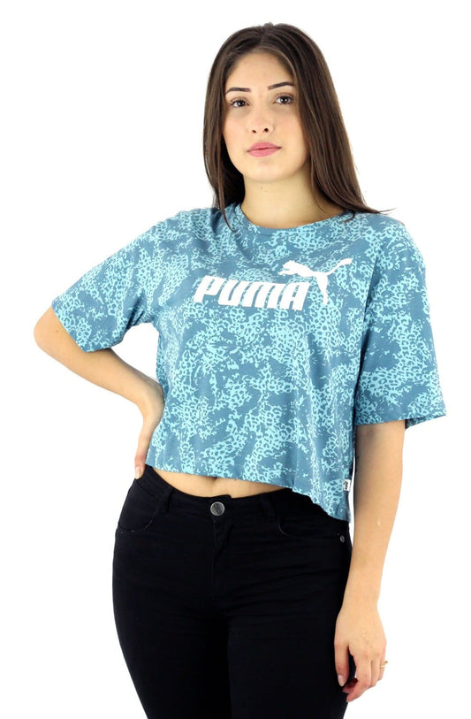 Camiseta Puma Elevated Cropped Feminina Azul - NewSkull