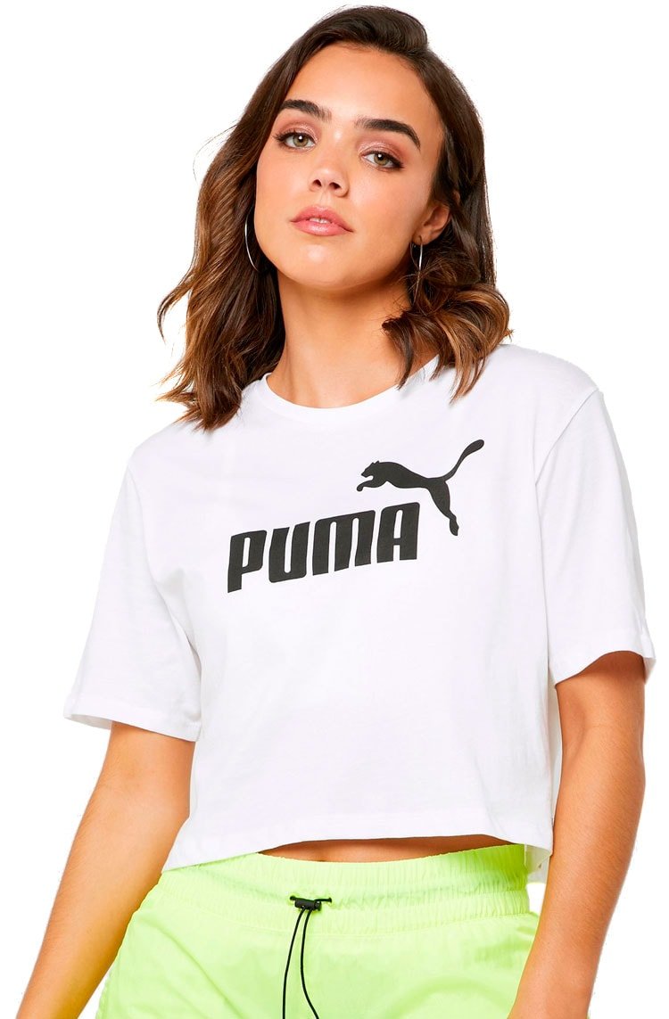 Camiseta Puma Essentials Cropped Feminina Branca - NewSkull
