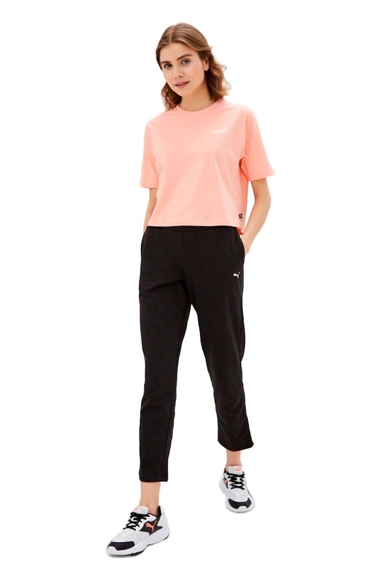Camiseta Puma Essentials Cropped Small Logo Feminina Rosa - NewSkull