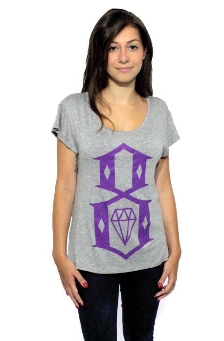 Camiseta Rebel 8 Logo Feminina Cinza - NewSkull