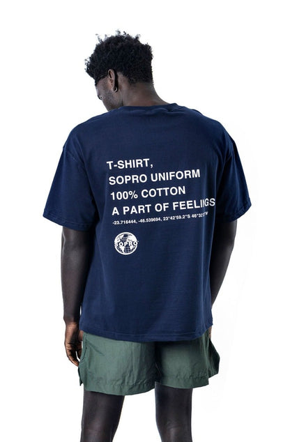 Camiseta Sopro Composition Tee Azul Marinho/Branco - NewSkull