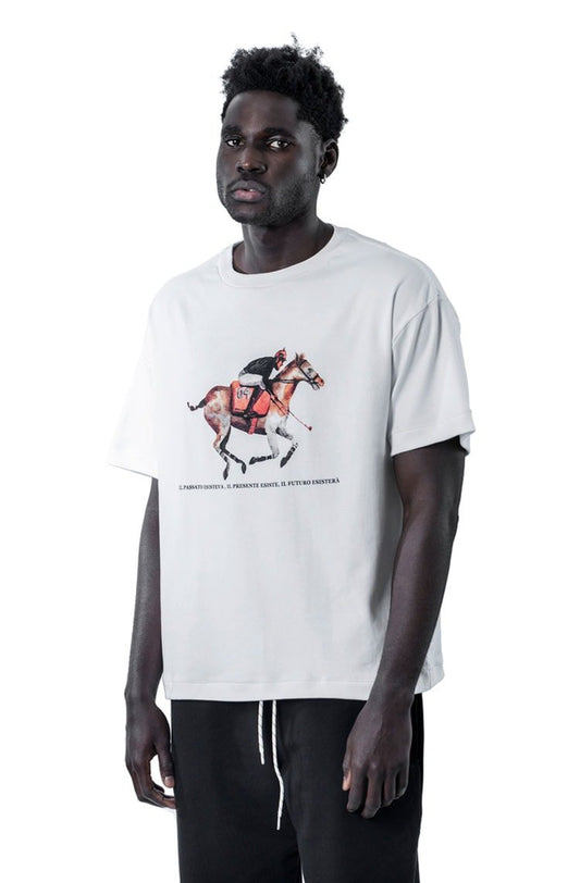 Camiseta Sopro Horse Tee Branco/Preto - NewSkull