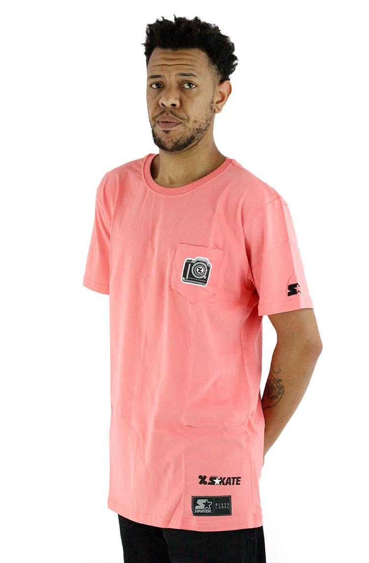 Camiseta Starter Collab Cemporcento Skate Bolso Salmão - NewSkull