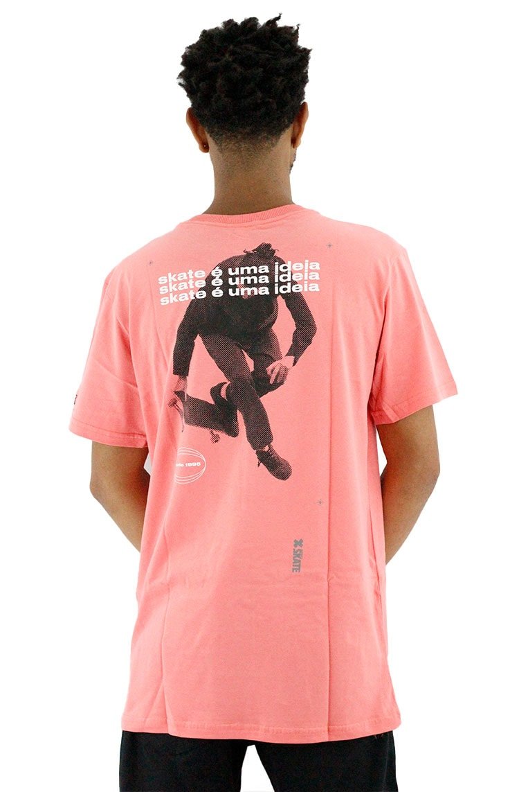 Camiseta Starter Collab Cemporcento Skate Bolso Salmão - NewSkull