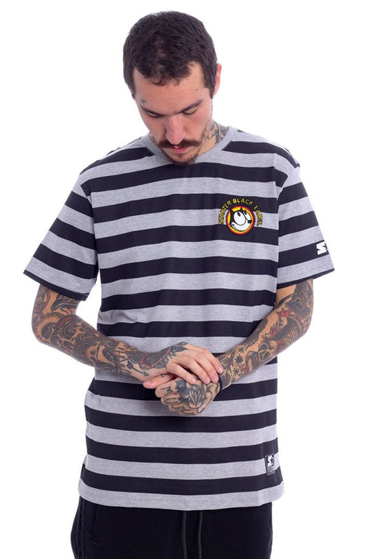 Camiseta STARTER Collab Felix Listrada Cinza/Preta - NewSkull