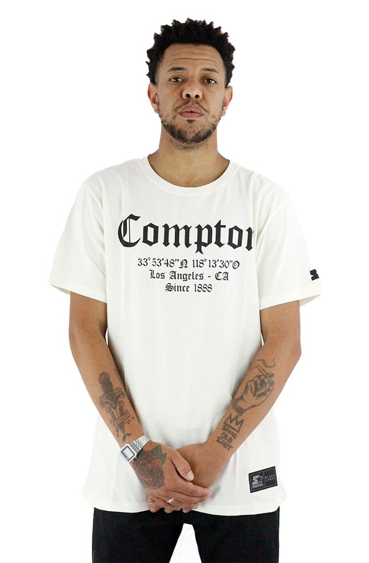 Camiseta Starter Compton Coordenadas Bege - NewSkull