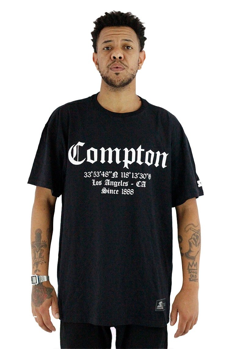 Camiseta STARTER Compton Coordenadas Extra Preta - NewSkull