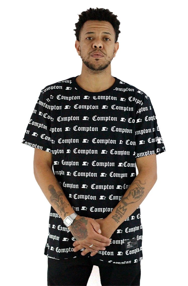 Camiseta Starter Compton Pattern Preta - NewSkull