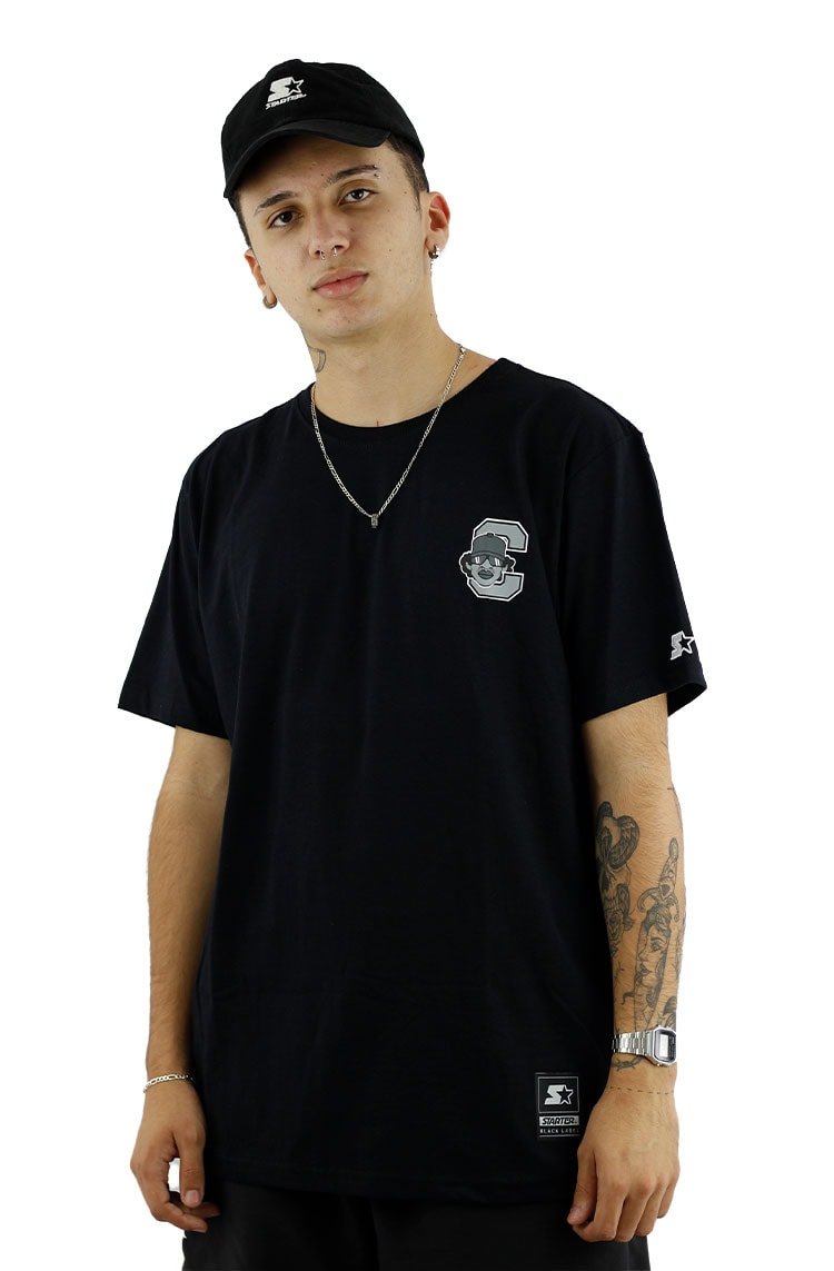 Camiseta Starter Eazy - E Compton Frente e Costas Preta/Cinza - NewSkull