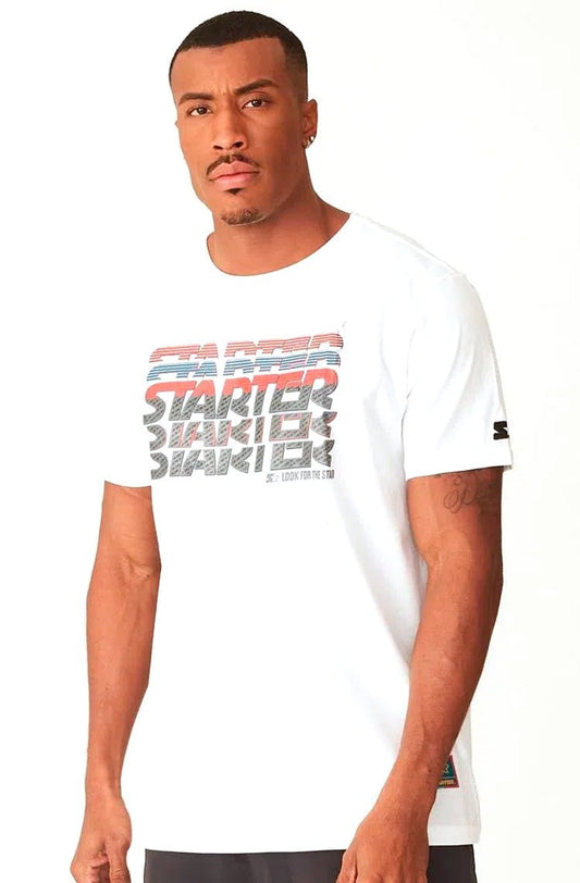 Camiseta Starter Estampada Off White/Vermelho - NewSkull