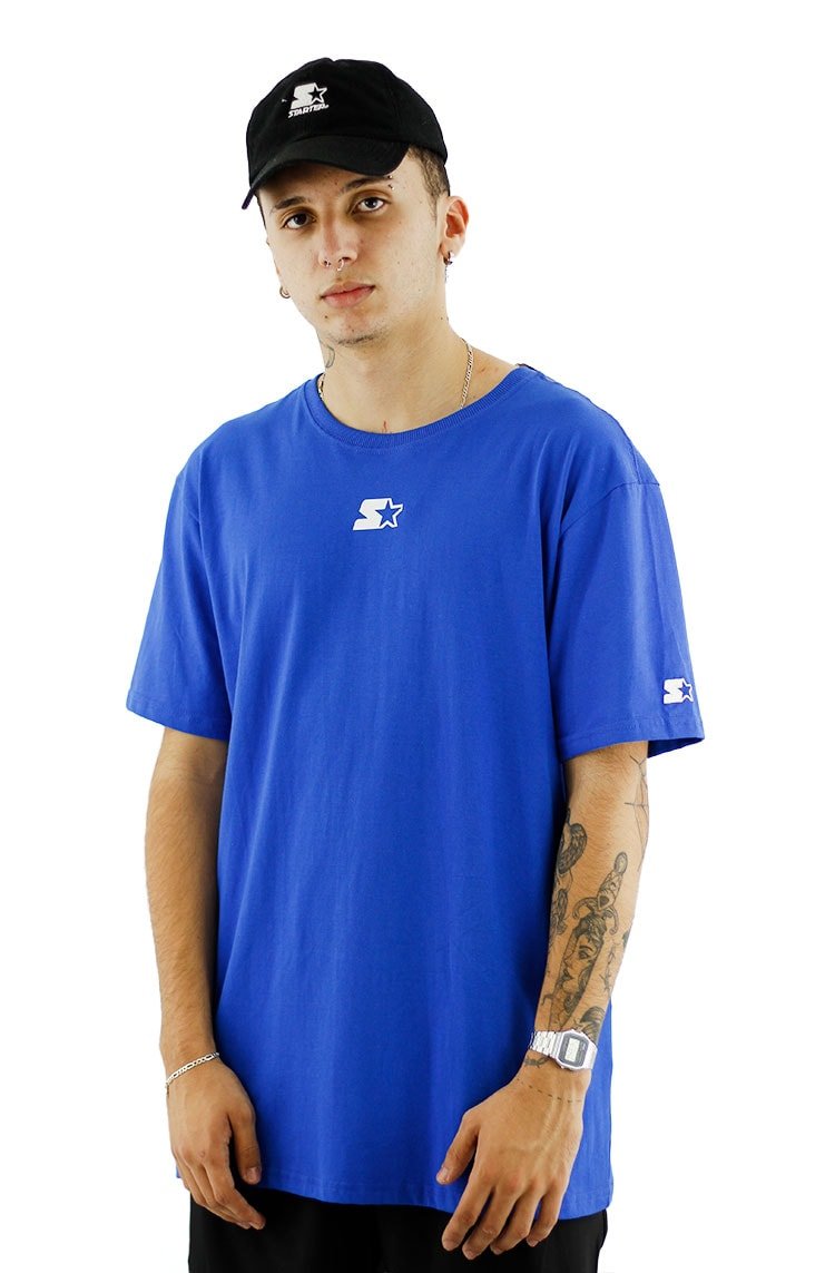 Camiseta Starter Lisa Logo Pequeno Azul - NewSkull