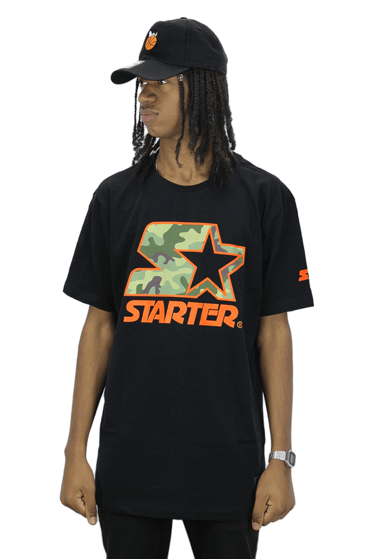 Camiseta Starter Logo Camuflado Preto - NewSkull