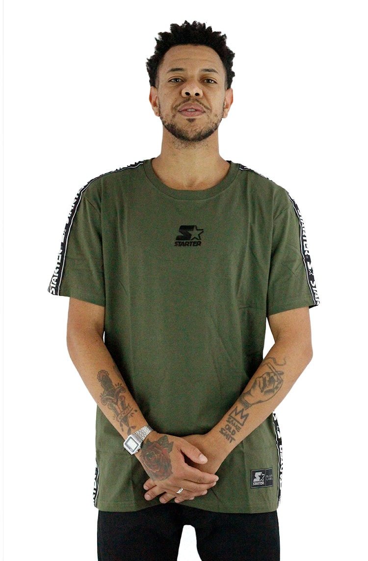 Camiseta Starter Logo Faixas Verde - NewSkull